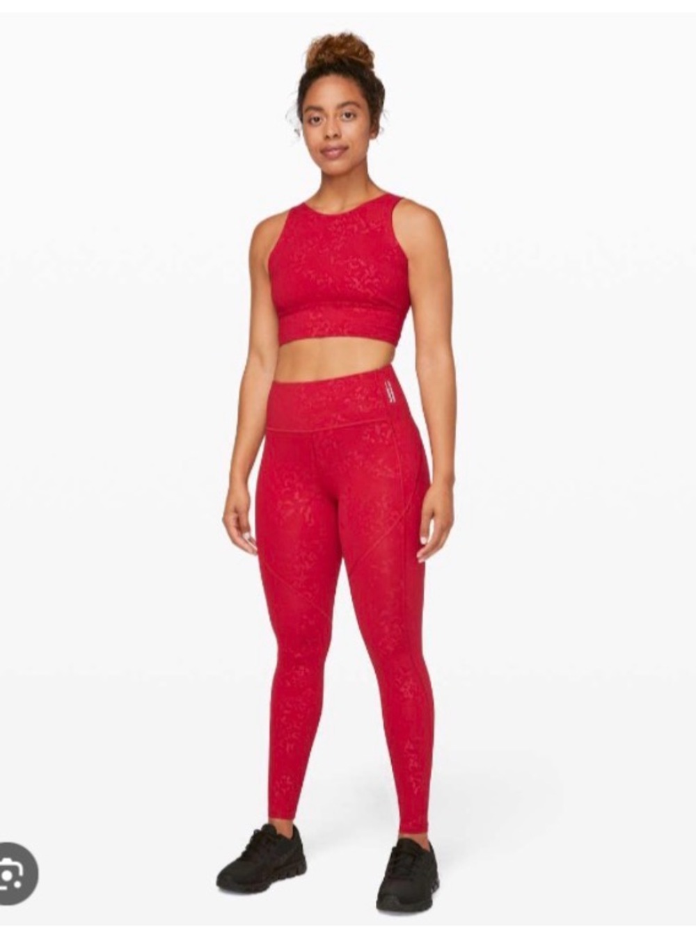 lululemon athletica Bright Red Performance Top with Reflective Logos